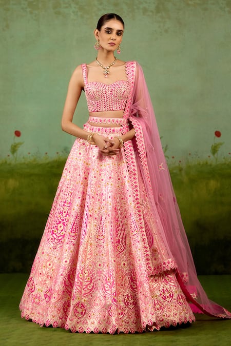 Shyam Narayan Prasad Thread Embroidered Lehenga Set 
