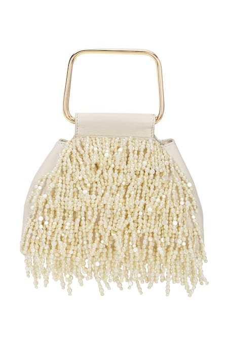The Leather Garden Savera Pearl Tassel Mini Handbag 