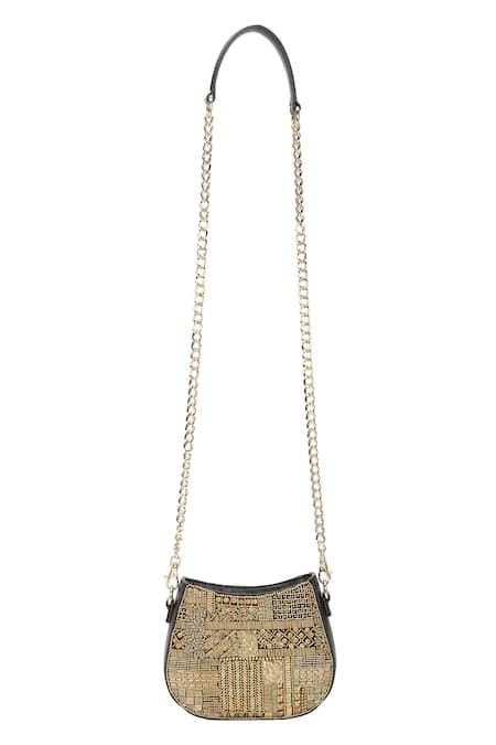 The Leather Garden_Black Beads, Embroidery Shaam Hand Beaded Bag _Online_at_Aza_Fashions