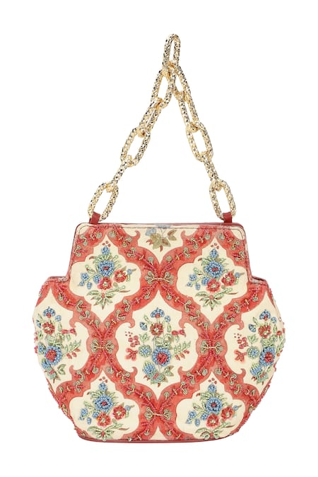 The Leather Garden Rangrez Floral Embroidered Potli Bag 