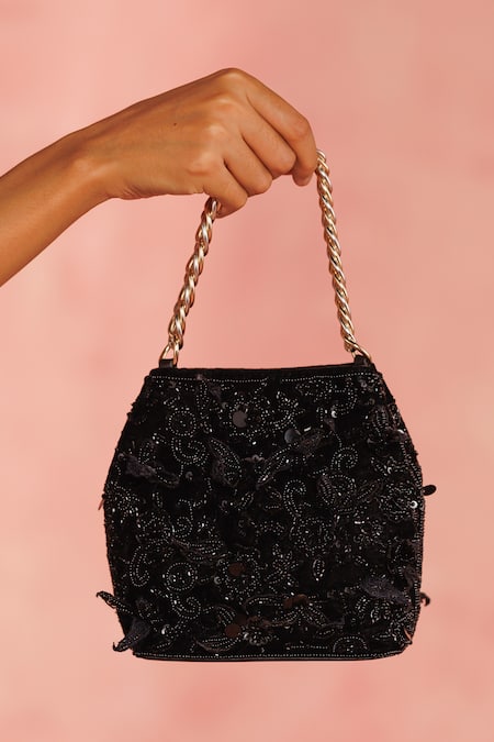 The Leather Garden Seher Black Handcrafted Potli Bag 