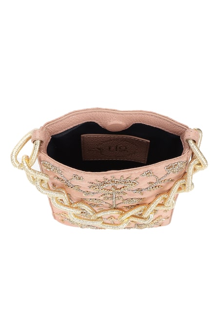 Buy_The Leather Garden_Blush Embroidery, Beads, Sequins Sukoon Bag _Online_at_Aza_Fashions