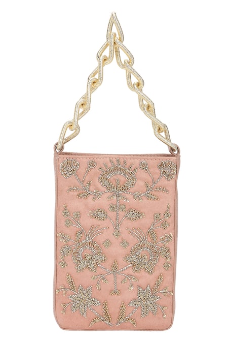 The Leather Garden Sukoon Embroidered Blush Bag 