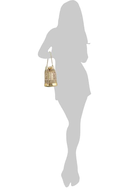 The Leather Garden_Gold Zari, Embroidery, Beads, Pearls Tara Potli _Online_at_Aza_Fashions