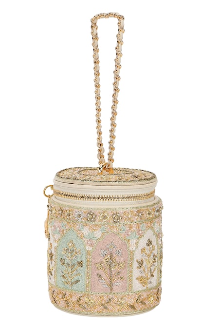 The Leather Garden Mehfil Barrel Embroidered Bag 