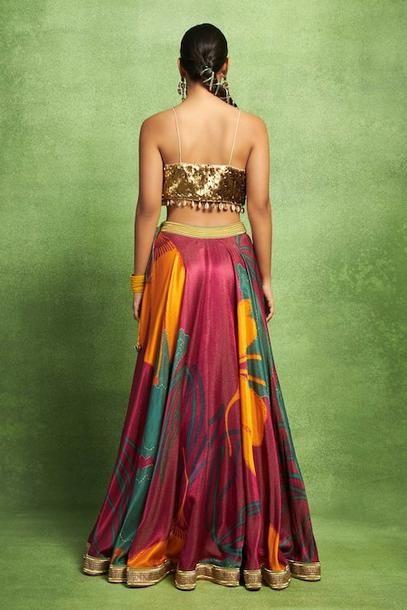 Vedika M Purple Tissue, Satin, Silk Embroidery, Abstract Floral Printed Lehenga Set Online at Aza Fashions Vedika M_Purple Tissue, Satin, Silk Embroidery, Abstract Floral Printed Lehenga Set _Online_at_Aza_Fashions