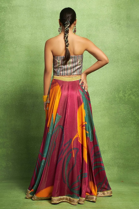 Vedika M Abstract Floral Printed Lehenga Set 