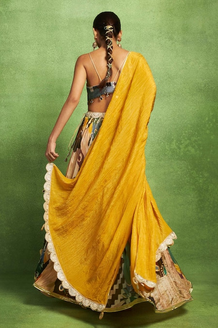 Vedika M Abstract Print Gathered Lehenga Set 