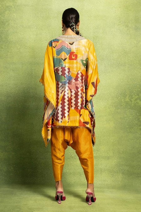 Vedika M Abstract Print Kaftan Top & Dhoti Pant Set 