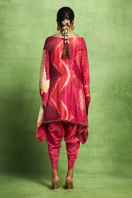 Vedika M Abstract Print Kaftan Top & Dhoti Pant Set 