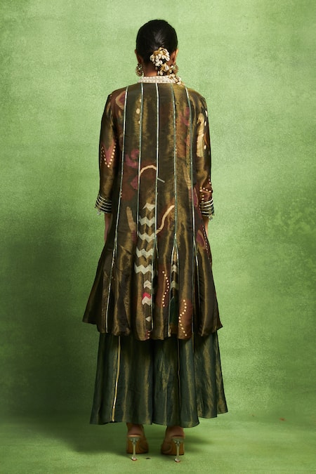 Vedika M Hand Embroidered Panelled Kurta & Flared Pant Set 