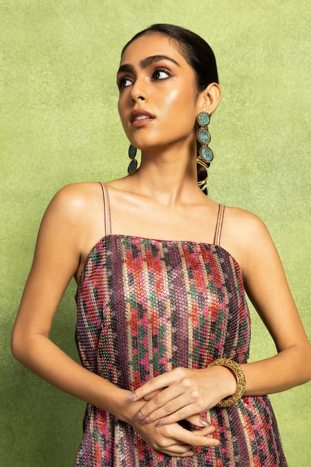 Buy Vedika M Purple Tissue, Satin, Linen Sequins, Zari Square Embroidered Kurta And Sharara Set Online at Aza Fashions Buy_Vedika M_Purple Tissue, Satin, Linen Sequins, Zari Square Embroidered Kurta And Sharara Set _Online_at_Aza_Fashions