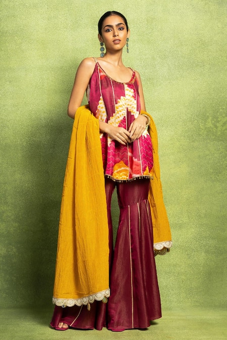 Vedika M Abstract Print Kurta & Sharara Set  