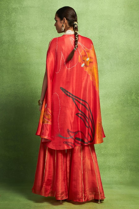 Vedika M Abstract Floral Print Jacket & Sharara Set 