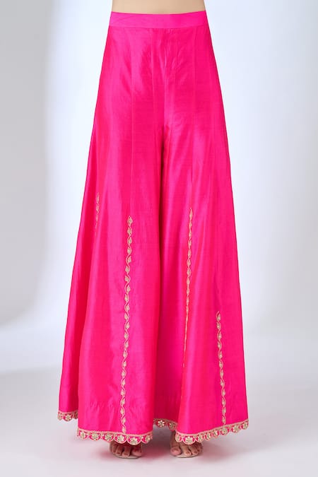 Buy Surbhi Shah Blue Embroidery, Mirrors, Sequins, Gota Patti, Tassels Round Kurta Sharara Set Buy_Surbhi Shah_Blue Embroidery, Mirrors, Sequins, Gota Patti, Tassels Round Kurta Sharara Set