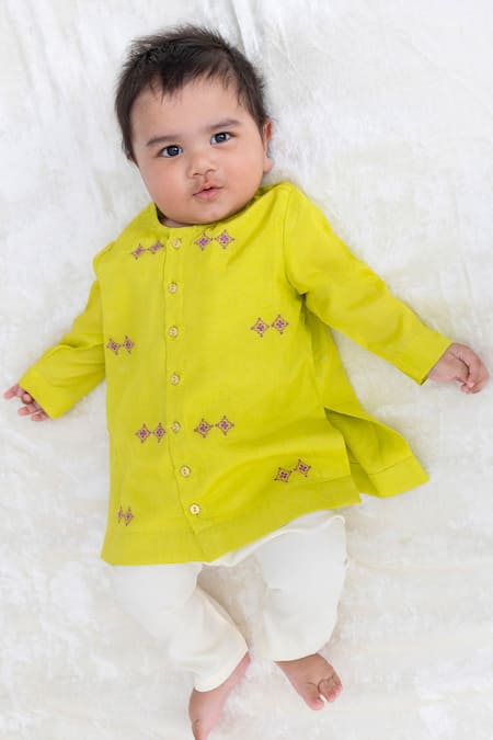 Tiber Taber Embroidered Viscose Kurta & Cotton Pyjama Set 