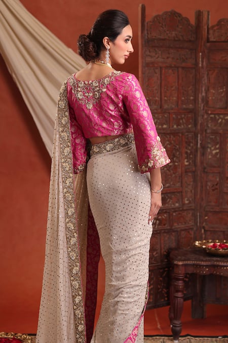 Farha Syed Sequins Embroidered Saree & Blouse Set 