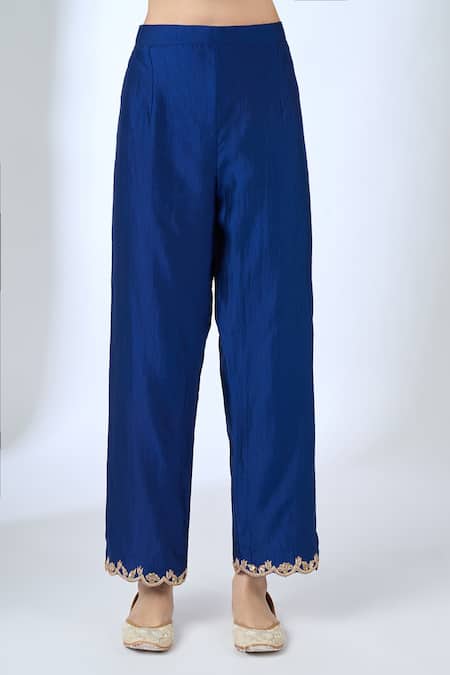 Buy_Surbhi Shah_Green Silk Embroidery, Sequins, Stones Round Neemrana Powder Sage Kurta Set 