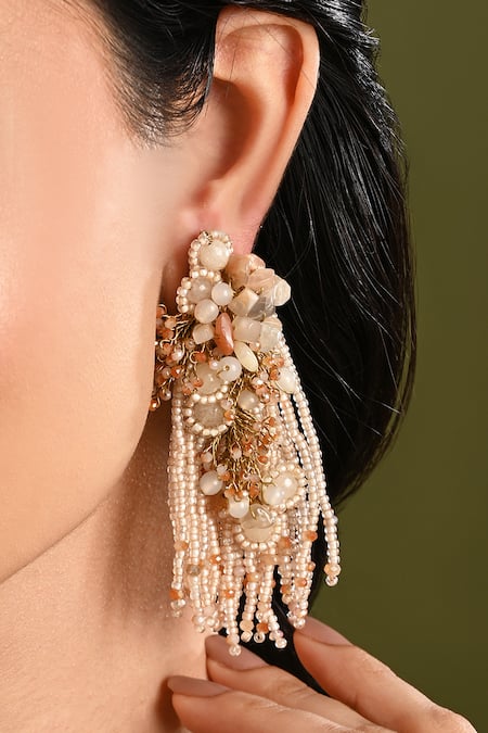 House Of D"Oro Blossique Beaded & Stone Embellished Earrings 
