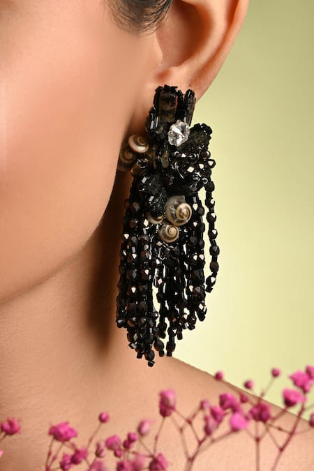 House Of D"Oro Blossique Beaded Tassel Embellished Earrings 