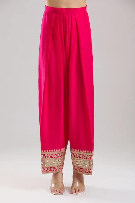 Surbhi Shah Rose Gold Shantoon Embroidery, Zari Round Neck Gulmohar Kurta Salwar Set at Aza Fashions Surbhi Shah_Rose Gold Shantoon Embroidery, Zari Round Neck Gulmohar Kurta Salwar Set _at_Aza_Fashions