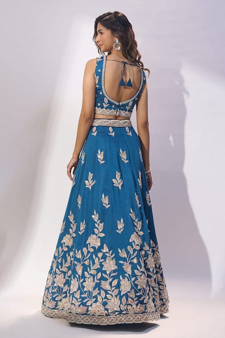 Samyukta Singhania Embroidered V-Neck Blouse Lehenga Set 