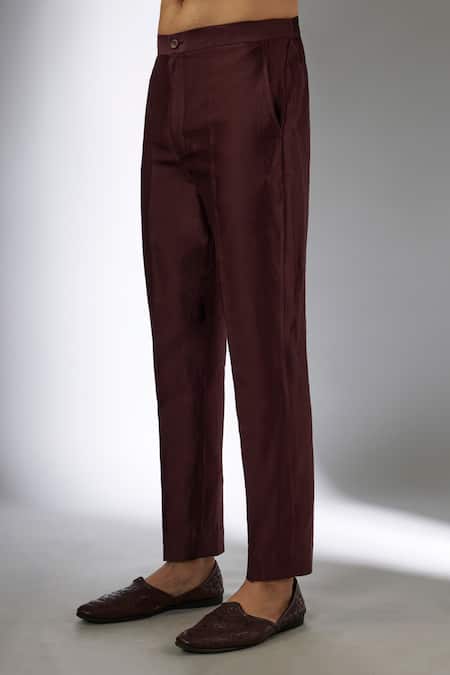 SALIL BHATIA_Wine , Chanderi Embroidery, Sequins Ruhani Mahal Embellished Kurta Set _Online_at_Aza_Fashions