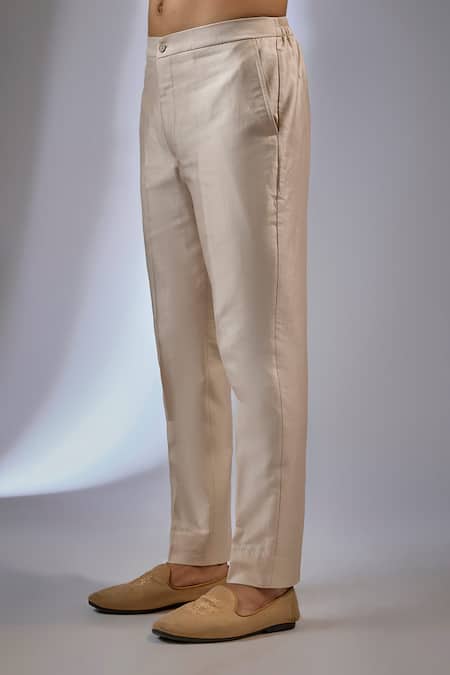 Buy_SALIL BHATIA_Ivory Silk, Silk, Pearls, Pushp Mahal Embellished Sherwani Set _Online_at_Aza_Fashions