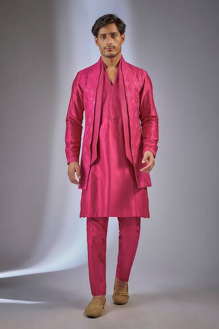 SALIL BHATIA Amber Mahal Embellished Bundi Kurta Set 