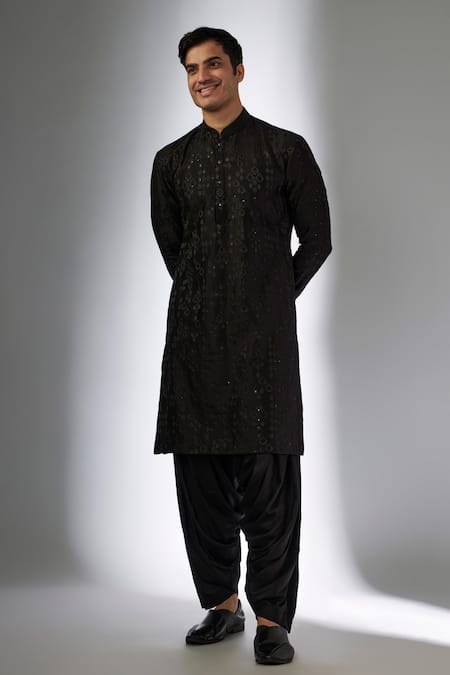 SALIL BHATIA Black Modal Satin Cowl Salwar Pant 