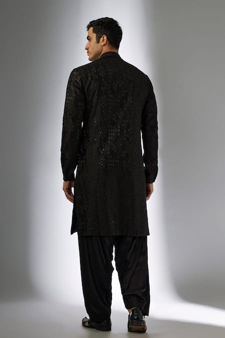 SALIL BHATIA Black Modal Satin Cowl Salwar Pant 