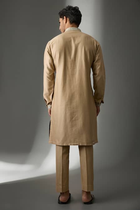 Shop SALIL BHATIA Beige Silk, Silk, Zari, Mahal Antique Embellished Kurta Set at Aza Fashions Shop_SALIL BHATIA_Beige Silk, Silk, Zari, Mahal Antique Embellished Kurta Set _at_Aza_Fashions