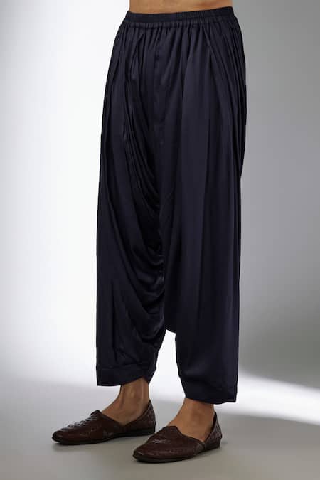 SALIL BHATIA_Blue Modal, Satin Embroidery, Sequins Swaroop Mahal Embellished Kurta Set _Online_at_Aza_Fashions