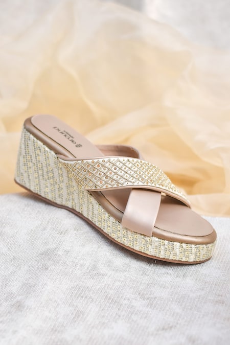 Around Always Echo Sequin Criss-Cross Strap Wedges 