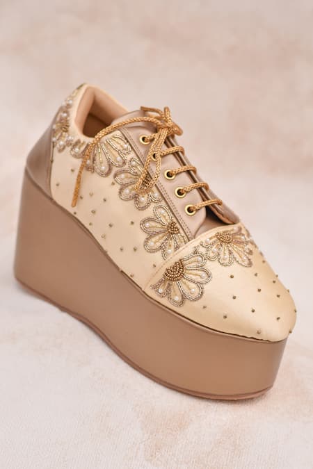 Around Always Alcove Floral Beadwork Wedge Sneakers 