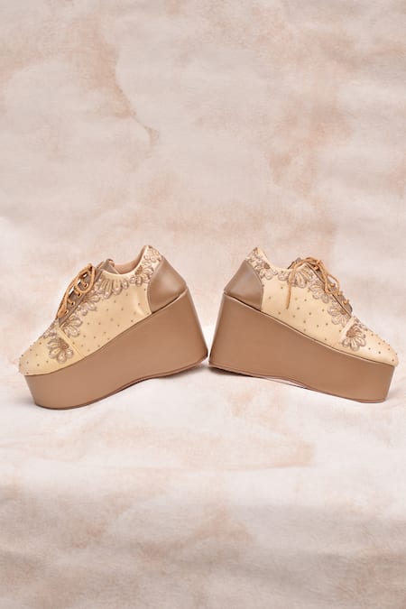 Around Always Alcove Floral Beadwork Wedge Sneakers 