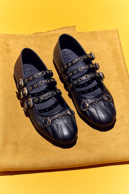 Dang Shoes Lucy Buckle & Eyelet Embellished Ballet Flats 