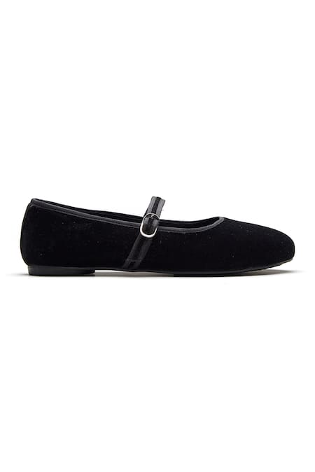 Dang Shoes_Black Velveteen Ballerina Shoes _Online_at_Aza_Fashions