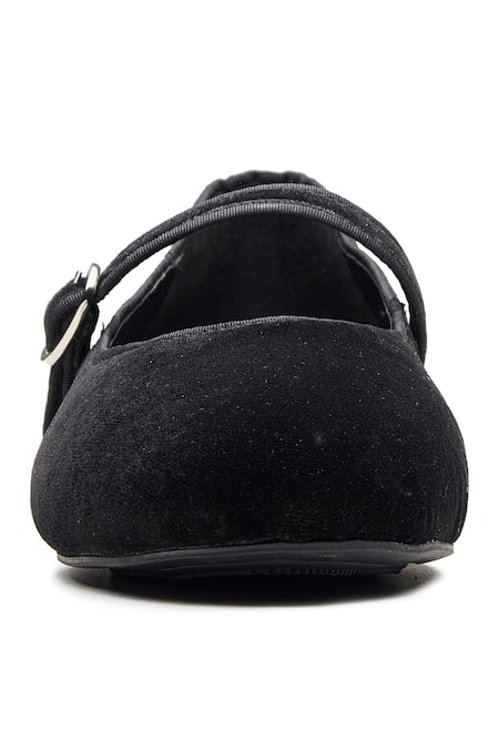 Shop_Dang Shoes_Black Velveteen Ballerina Shoes _Online_at_Aza_Fashions