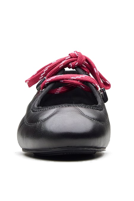 Buy_Dang Shoes_Black Bobbie Nappa Leather Ballerina Sneakers _Online_at_Aza_Fashions