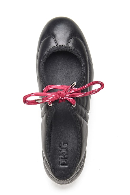 Shop_Dang Shoes_Black Bobbie Nappa Leather Ballerina Sneakers _Online_at_Aza_Fashions