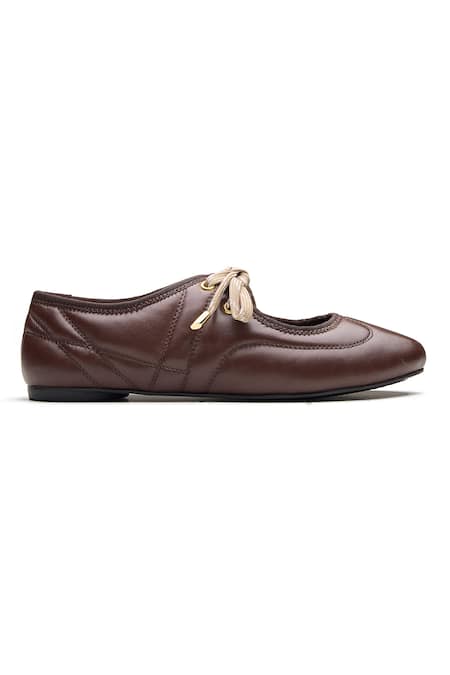 Dang Shoes_Brown Nappa Leather Bobbie Sneakers _Online_at_Aza_Fashions