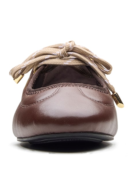 Shop_Dang Shoes_Brown Nappa Leather Bobbie Sneakers _Online_at_Aza_Fashions