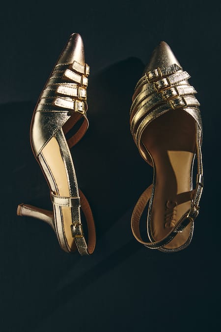 Dang Shoes Chica Buckled Strappy Pointed Toe Heels 