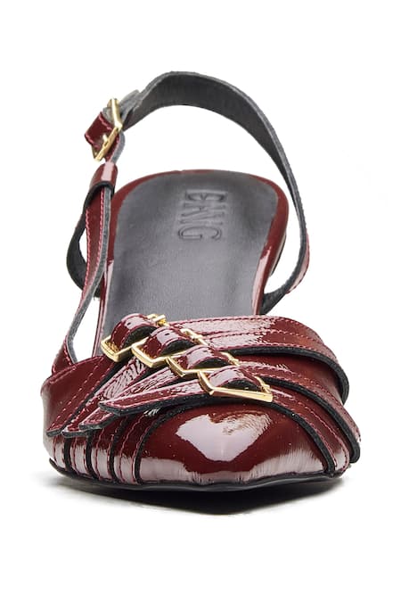 Buy_Dang Shoes_Burgundy Buckles Chica Slingback Pointed Toe Heels _Online_at_Aza_Fashions