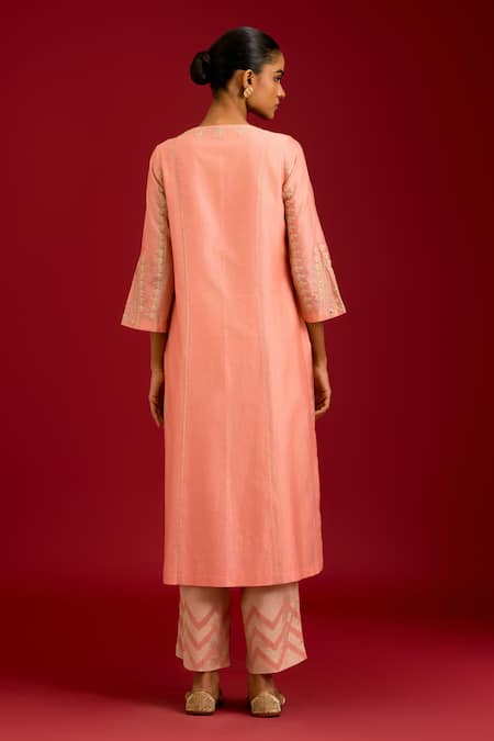 Devnaagri Chanderi Dori & Mirror Work Kurta Set 