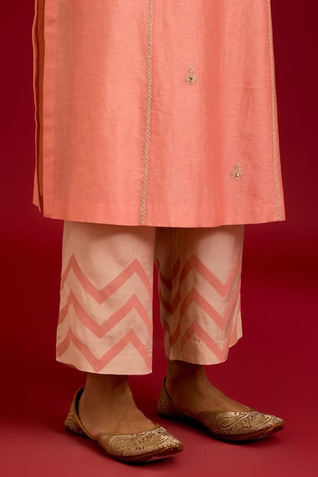Shop_Devnaagri_Pink Chanderi , Shantoon, Organza Embroidery, Dori And Work Kurta Set _Online_at_Aza_Fashions