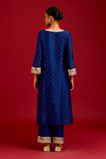 Devnaagri Bandhej Embroidered Kurta Pant Set 