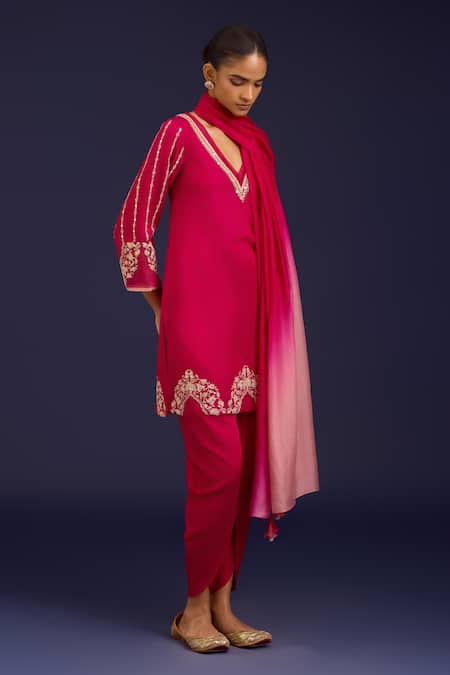 Devnaagri Embroidered Kurta Dhoti Pant Set 