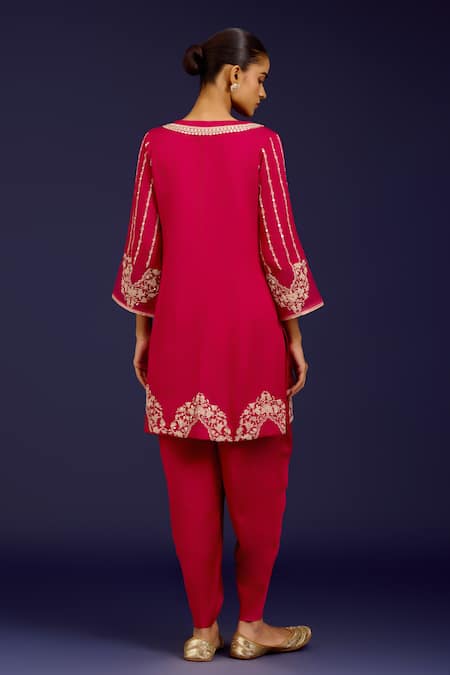 Devnaagri Embroidered Kurta Dhoti Pant Set 